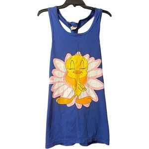 Vintage 90s Tweety Bird Looney Tunes One Size Swim Coverup Cotton T-Shirt Dress
